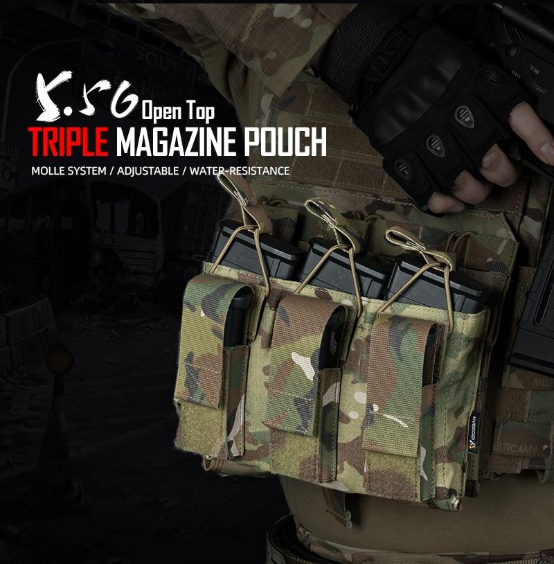 Tactical Magazine Pouch Mag Carrier Triple Open Top 5.56 Pistol MOLLE