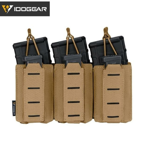 Tactical LSR 9mm 556 Mag Pouch Triple Mag Carrier MOLLE Pouch Laser