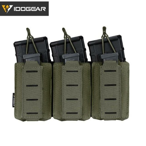 Tactical LSR 9mm 556 Mag Pouch Triple Mag Carrier MOLLE Pouch Laser