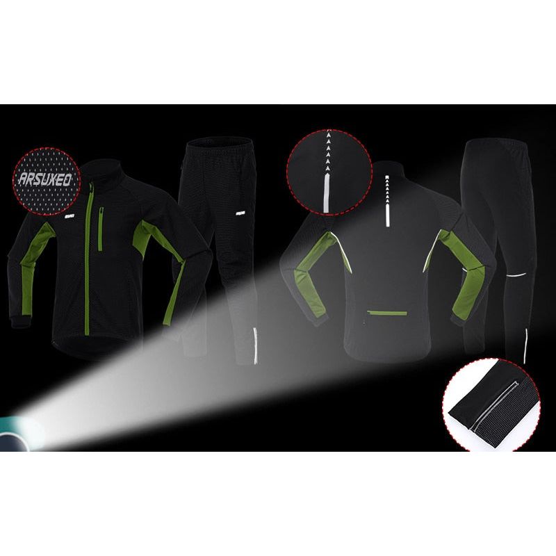 Men Winter Thermal Cycling Jacket Set Windproof Waterproof Warm Bike