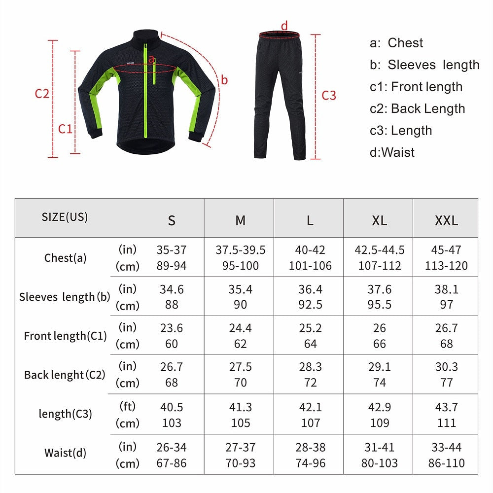 Men Winter Thermal Cycling Jacket Set Windproof Waterproof Warm Bike