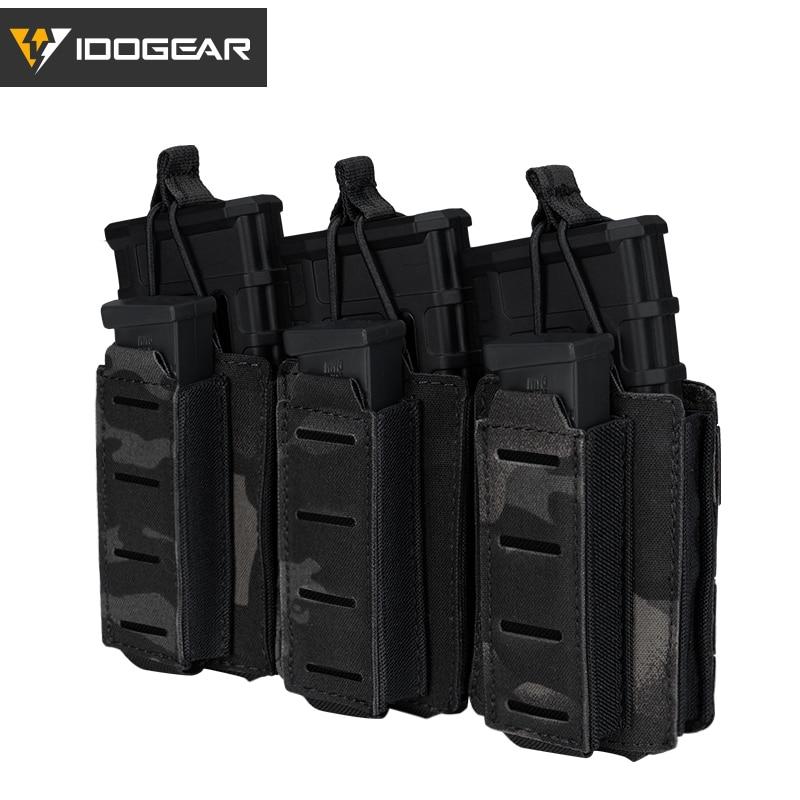 Tactical LSR 9mm 556 Mag Pouch Triple Mag Carrier MOLLE Pouch Laser