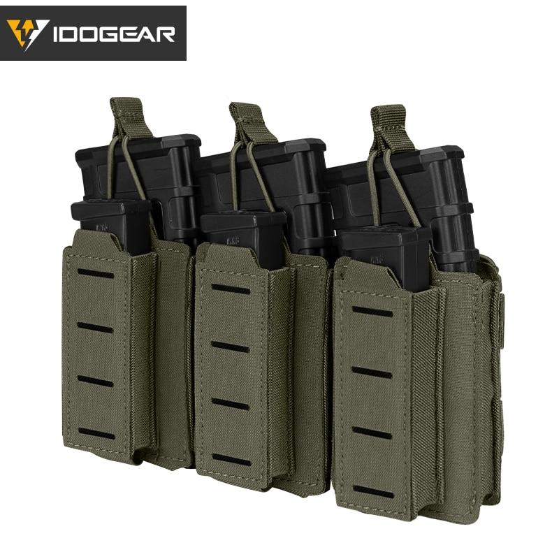 Tactical LSR 9mm 556 Mag Pouch Triple Mag Carrier MOLLE Pouch Laser