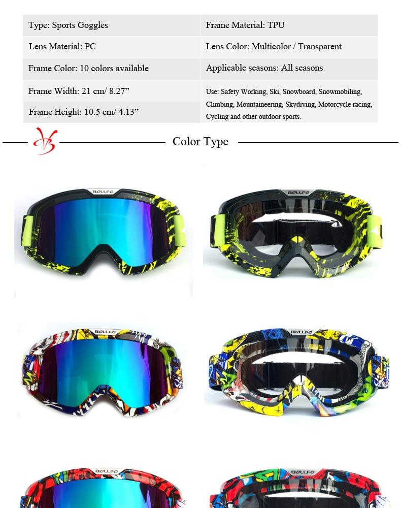 Outdoor Motorcycle Goggles Cycling UV400 MX Off-Road Ski Sport ATV