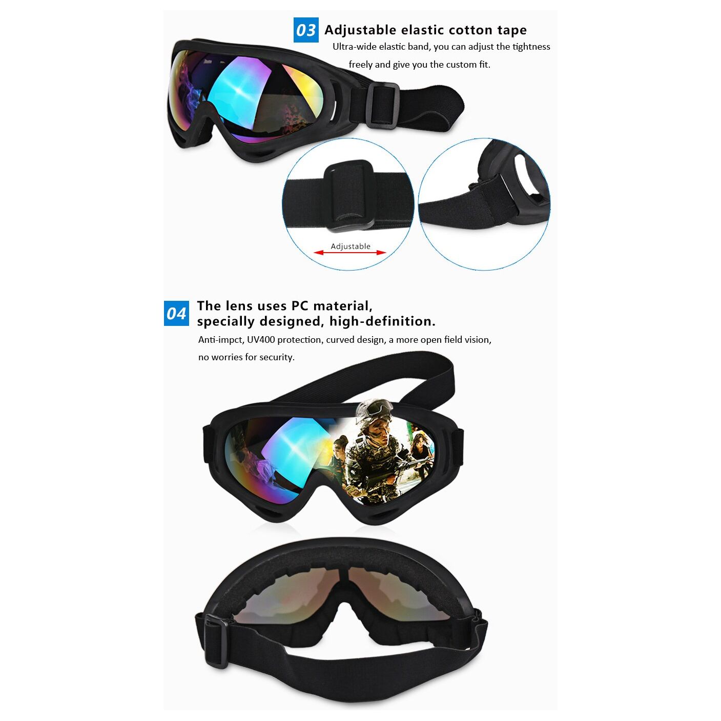 Winter Snow Sports Goggles UV400 Protection Light-Weight - Sportkyu