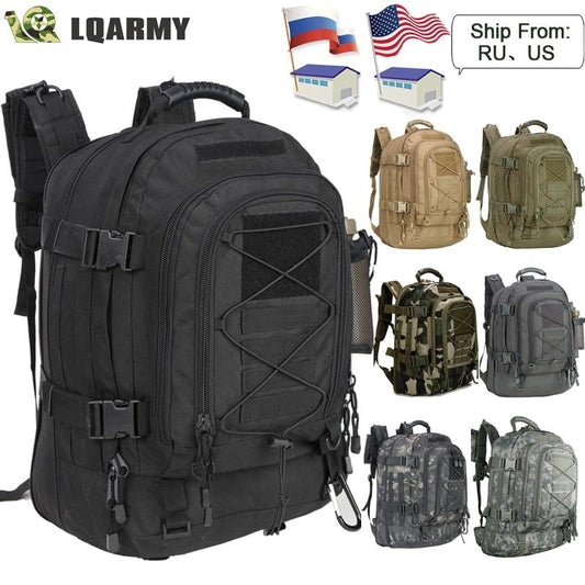 60L Military Tactical Backpack Army Molle Assault Rucksack 3P Outdoor - Sportkyu
