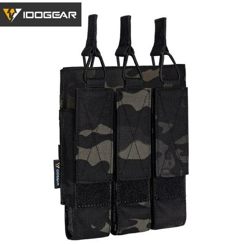 Tactical Triple Magazine Pouch Mag Carrier MOLLE for Submachine Open