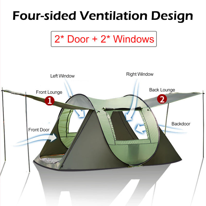 Large Capacity 4 to 5 Persons Automatic Pop Up Camping Tent - Sportkyu