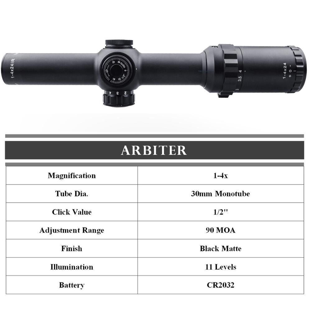 Optics Arbiter 1-4x24 Hunting Riflescope Long Eye Relief Illuminated