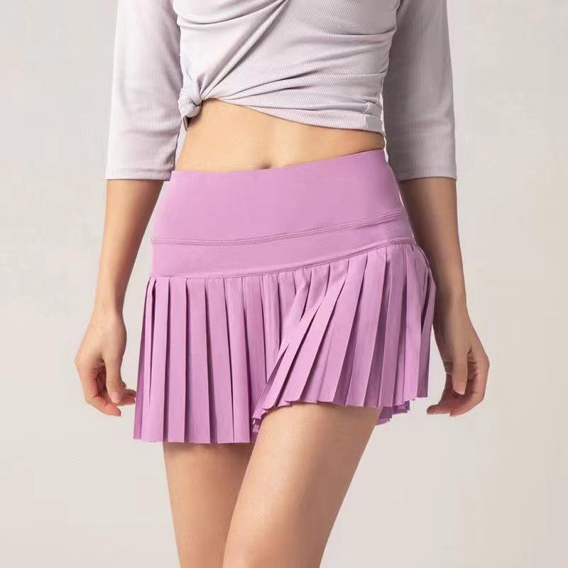 Women 2 In 1 Pleated Skirt Running Shorts Gym Fitness Quick Dry Tennis