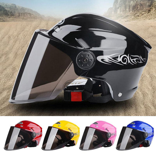 Motorcycle Helmet Open Face Visor Sunscreen Helmets Black Racing Off