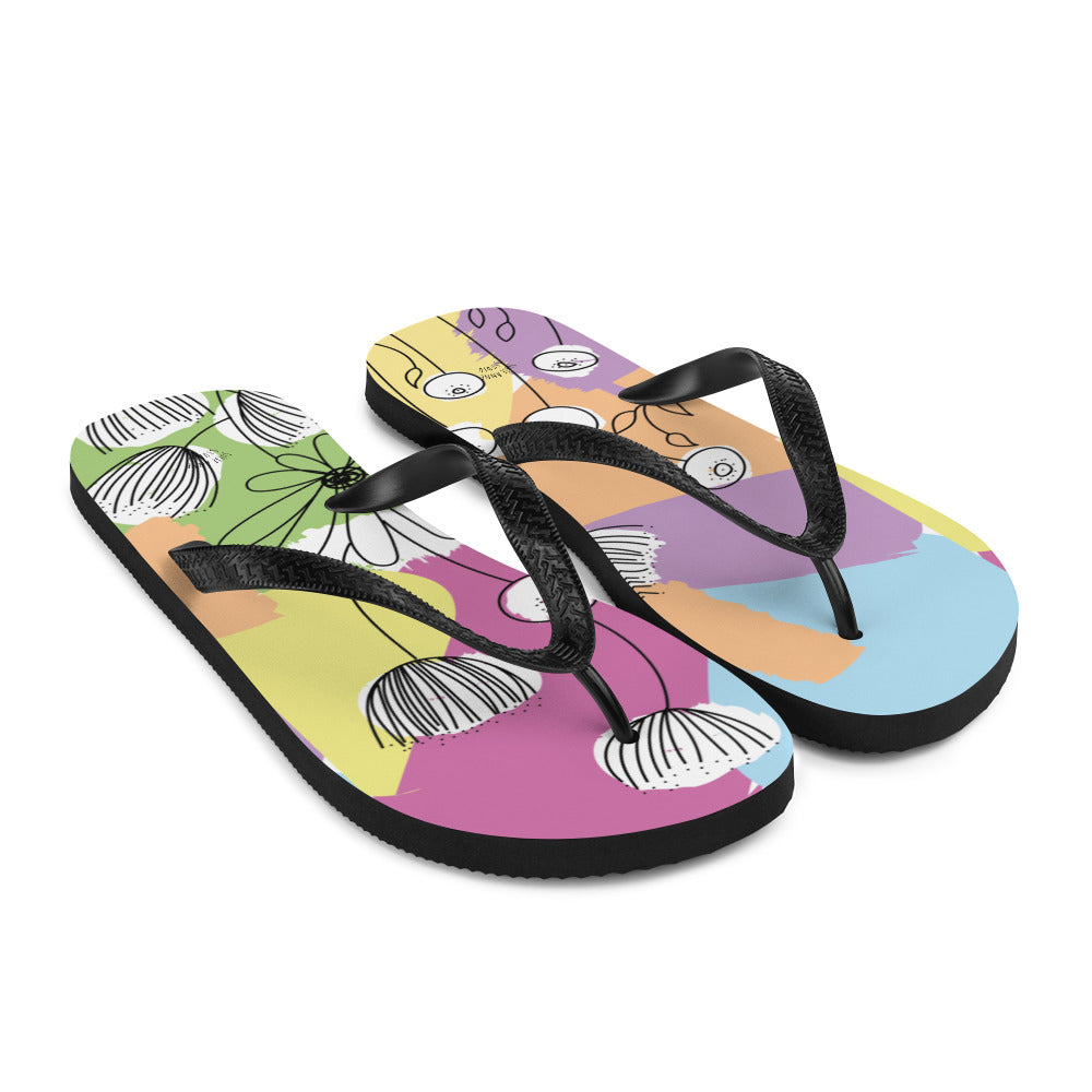 Pretty Pastel Flower Print Flip-Flops