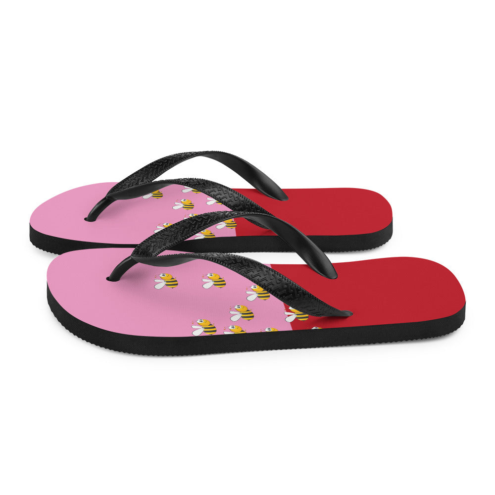 Pink and Red Bee Flip-Flops Adult and Child Flip Flop