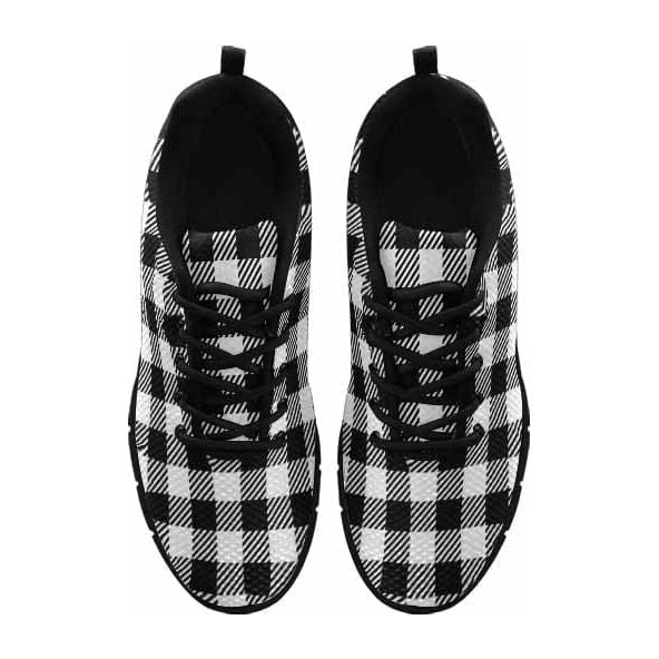 Sneakers For Men, Buffalo Plaid Black And White Running Shoe