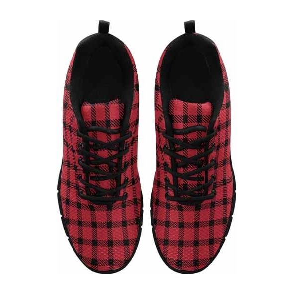 Sneakers For Men, Buffalo Plaid Red And Black - Running Shoes Dg838