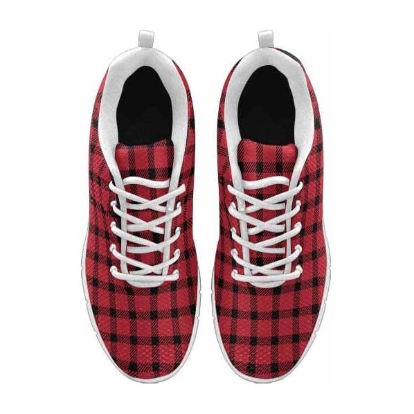 Sneakers For Men, Buffalo Plaid Red And Black - Running Shoes Dg839