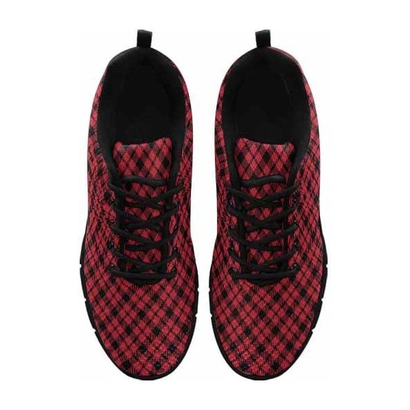 Sneakers For Men, Buffalo Plaid Red And Black Running Shoes Dg840