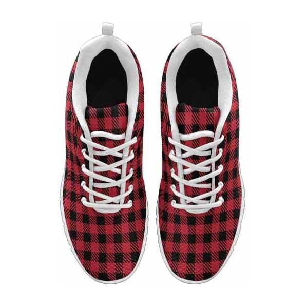 Sneakers For Men, Buffalo Plaid Red And Black - Running Shoes Dg853