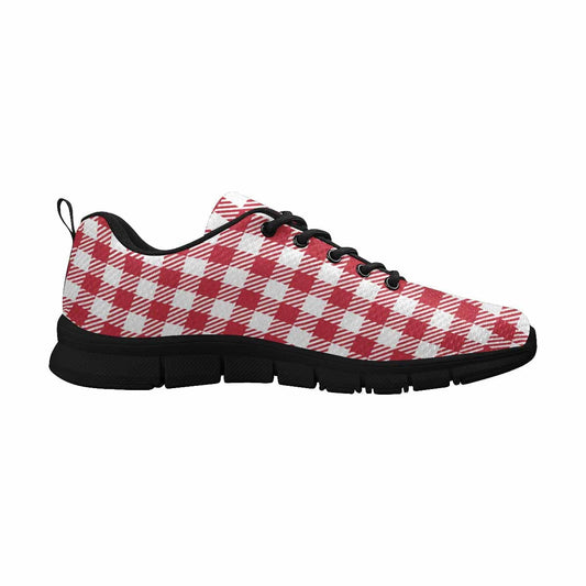 Sneakers For Men, Buffalo Plaid Red And White - Running Shoes Dg854