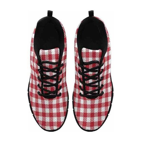 Sneakers For Men, Buffalo Plaid Red And White - Running Shoes Dg854