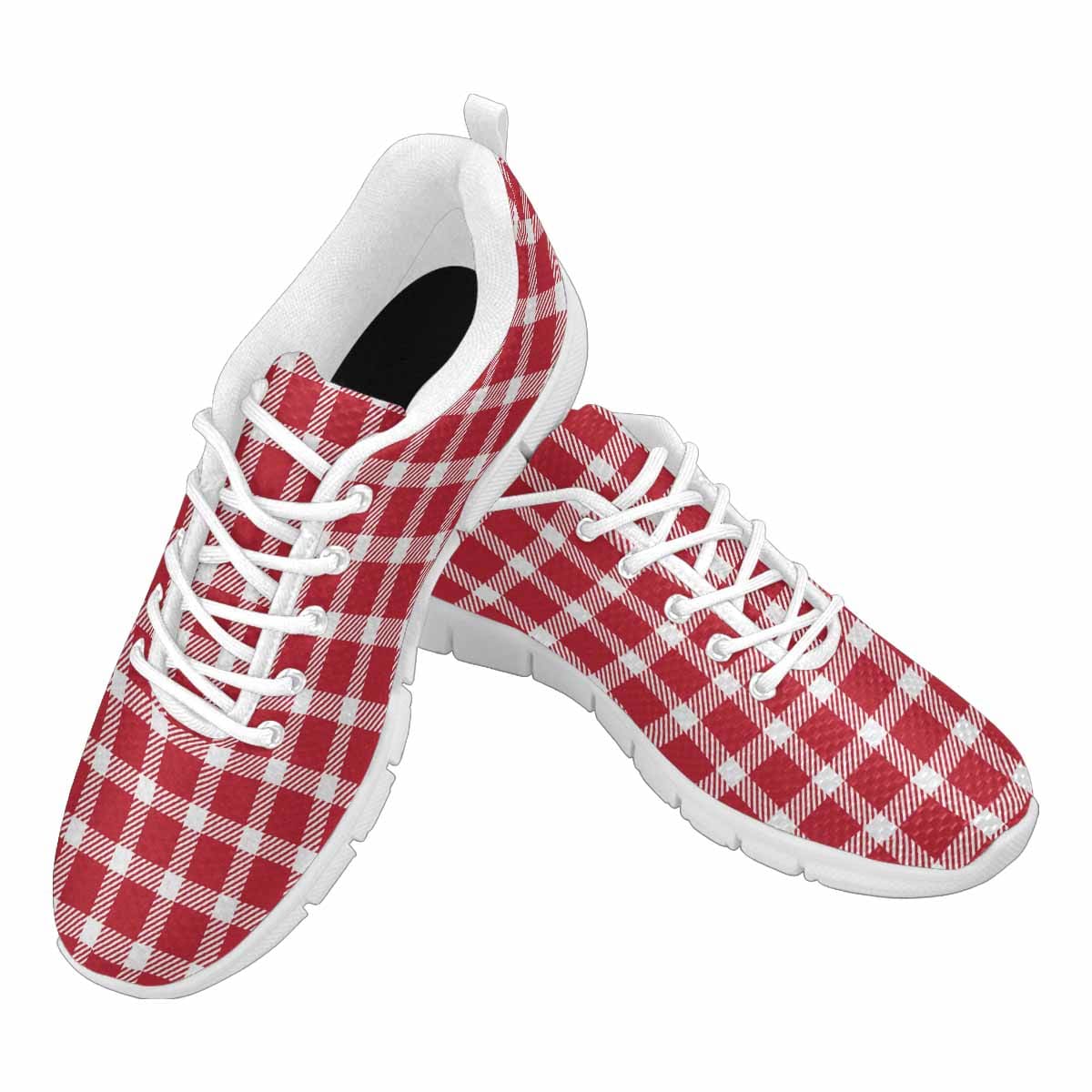 Sneakers For Men, Buffalo Plaid Red And White - Running Shoes Dg857