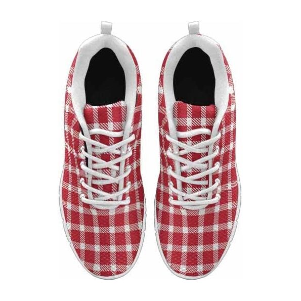 Sneakers For Men, Buffalo Plaid Red And White - Running Shoes Dg857