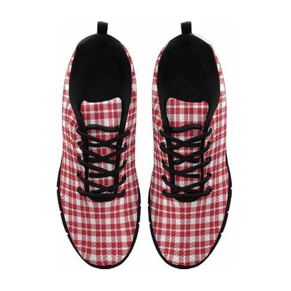 Sneakers For Men, Buffalo Plaid Red And White - Running Shoes Dg860