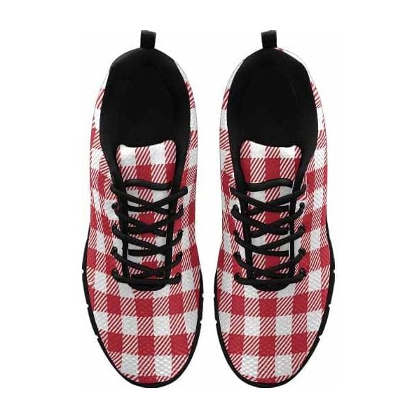 Sneakers For Men, Buffalo Plaid Red And White Running Shoes Dg862