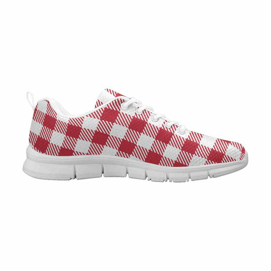 Sneakers For Men, Buffalo Plaid Red And White - Running Shoes Dg863