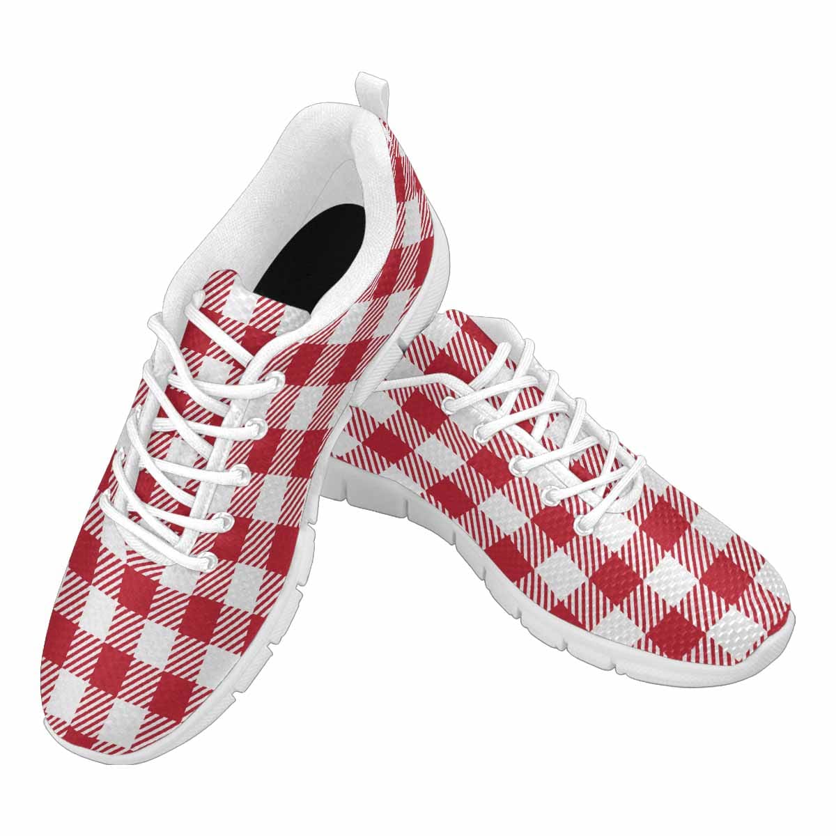 Sneakers For Men, Buffalo Plaid Red And White - Running Shoes Dg863