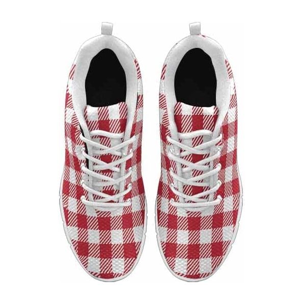 Sneakers For Men, Buffalo Plaid Red And White - Running Shoes Dg863