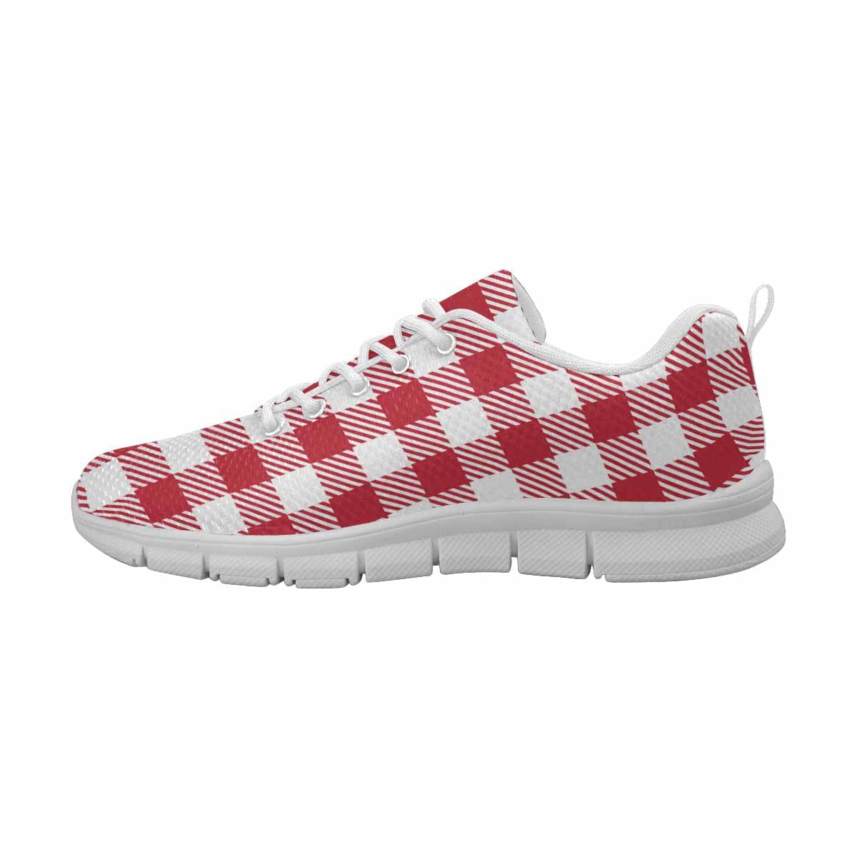 Sneakers For Men, Buffalo Plaid Red And White - Running Shoes Dg863