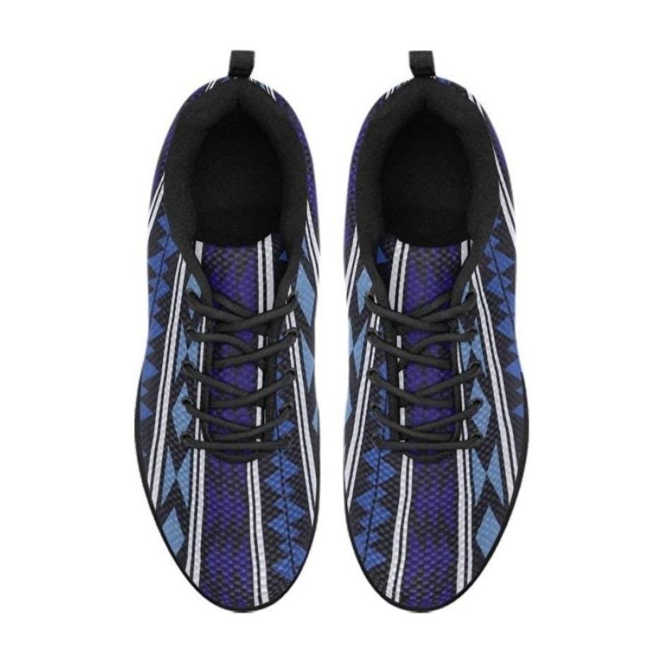 Sneakers For Women, Blue Aztec Print - Running Shoes