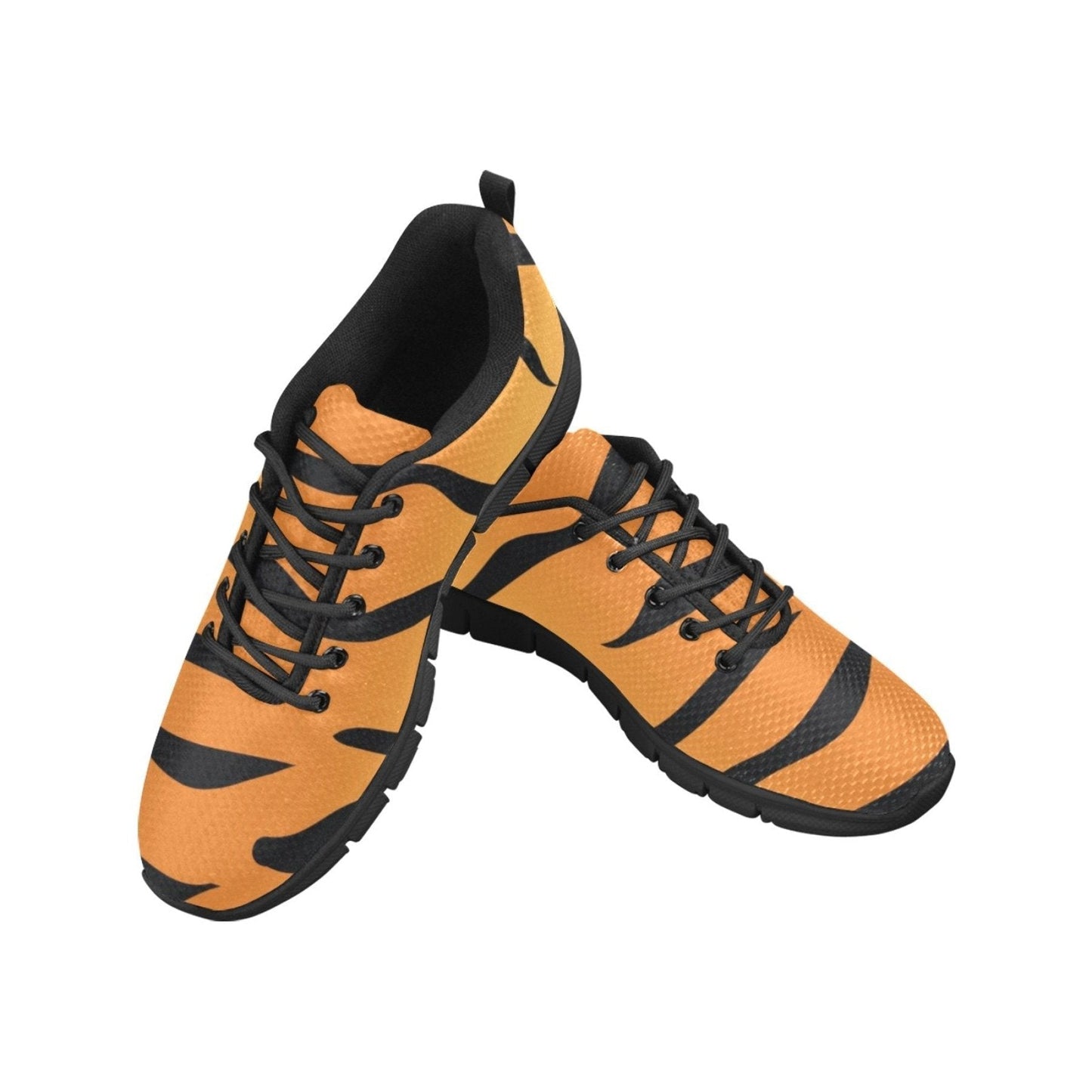 Sneakers For Women, Orange And Black Tiger Striped - Running Shoes