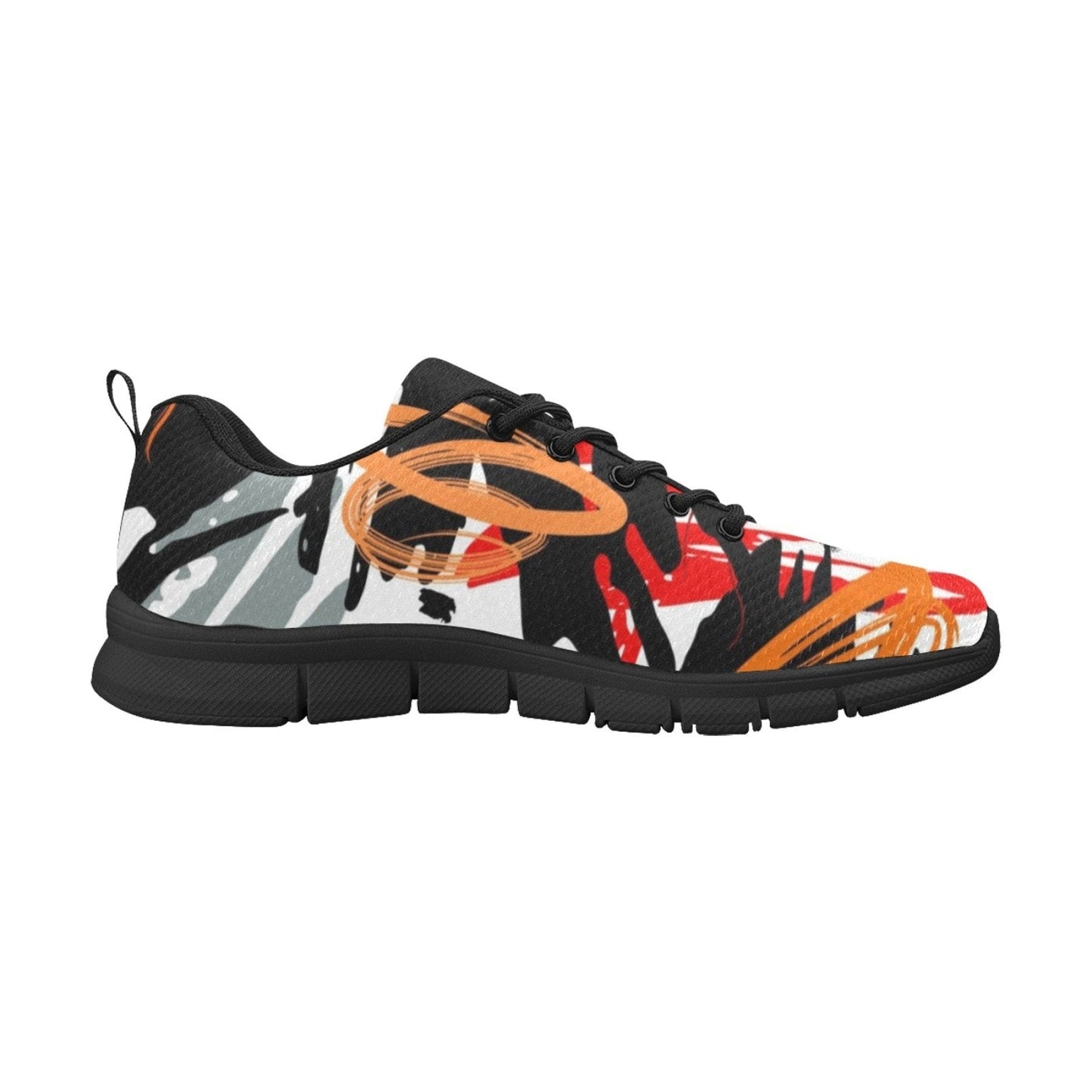 Womens Sneakers, Black And White Abstract Print Running Shoes