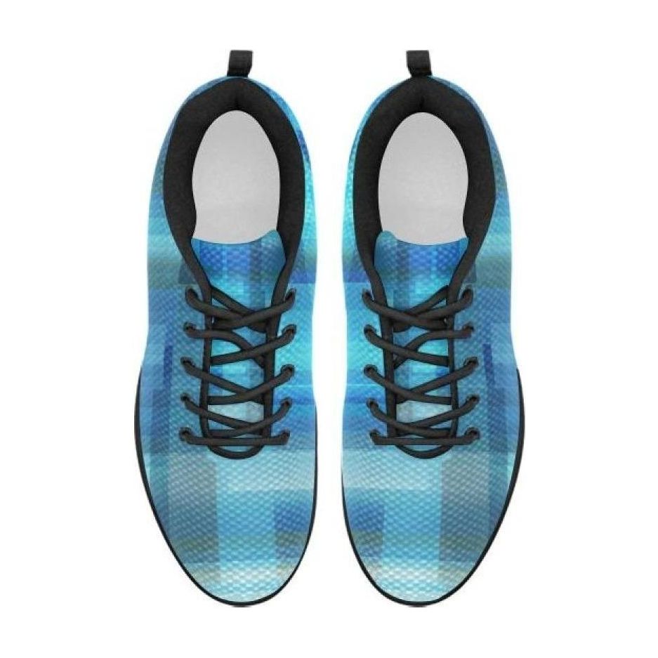 Womens Sneakers, Blue And Black Geometric Print Running Shoes