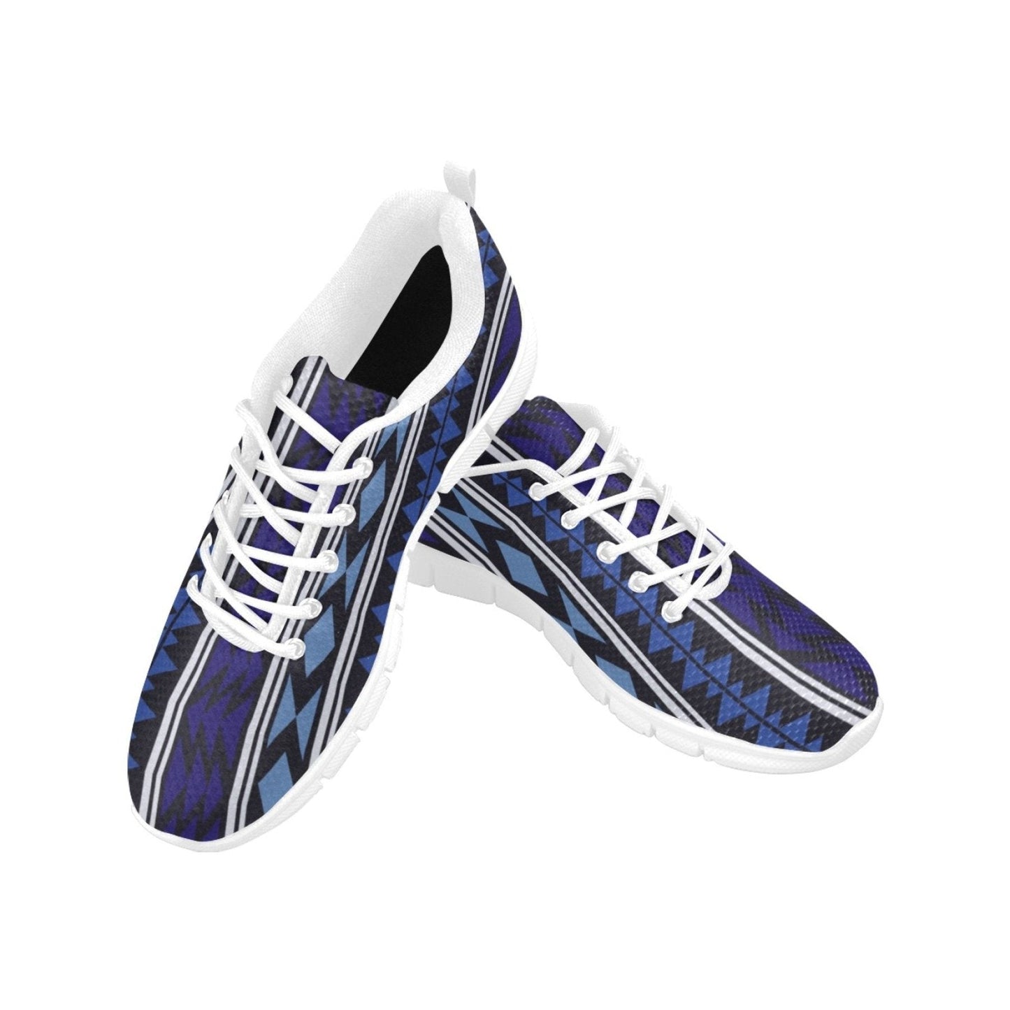 Womens Sneakers, Blue Aztec Print Running Shoes