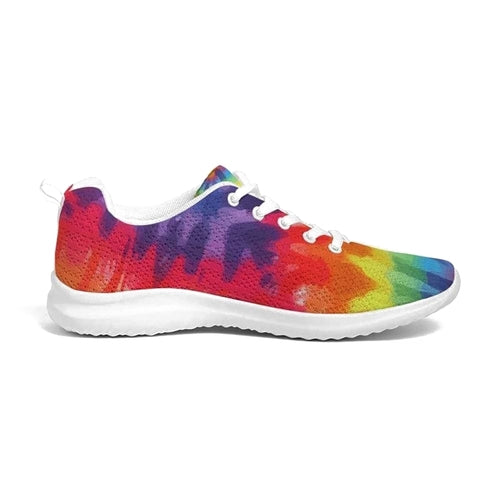 Damessneakers - Canvas hardloopschoenen, veelkleurige tie-dye print 