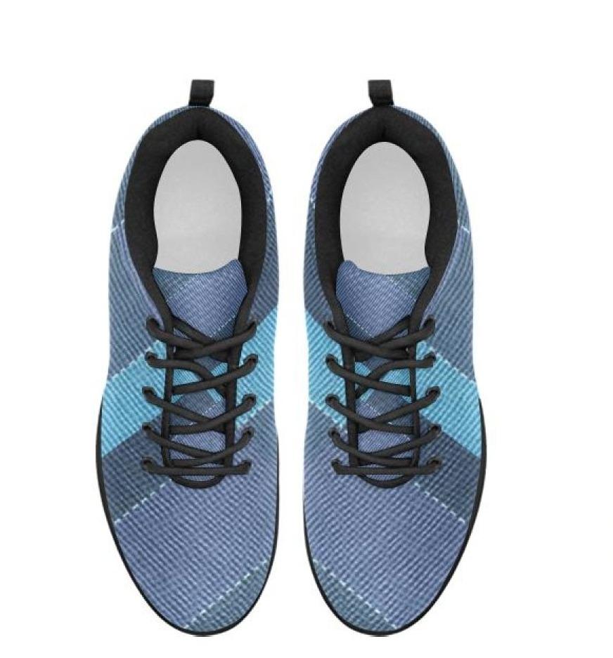 Womens Sneakers, Denim Blue Illustration Running Shoes