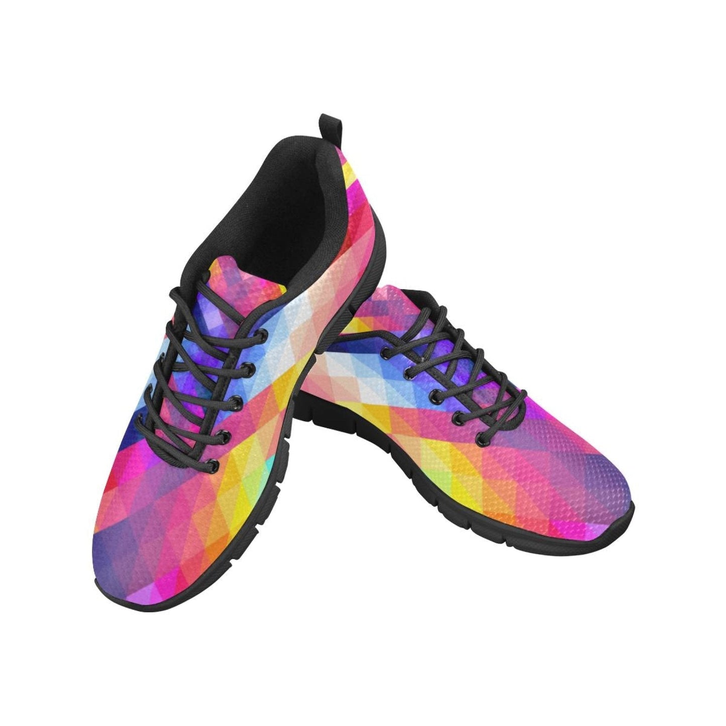 Womens Sneakers, Multicolor Grid Illustration Running Shoes