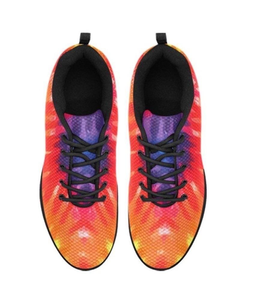 Damessneakers, oranje tie-dye hardloopschoenen