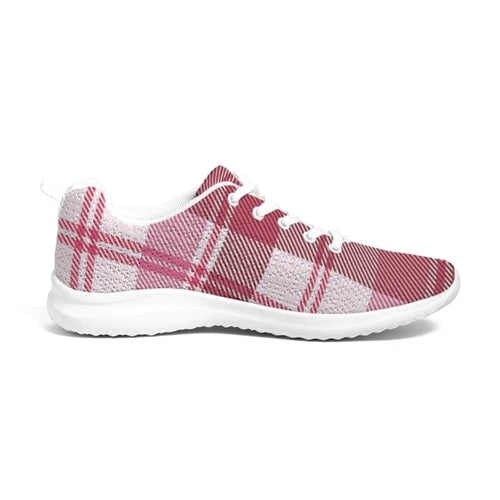 Damessneakers - Roze en witte geruite hardloopsportschoenen