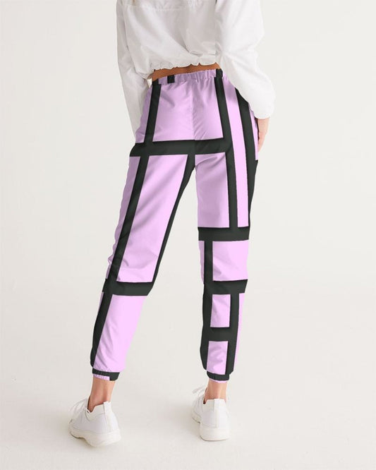 Womens Track Pants - Purple & Black Block Grid Sports Pants