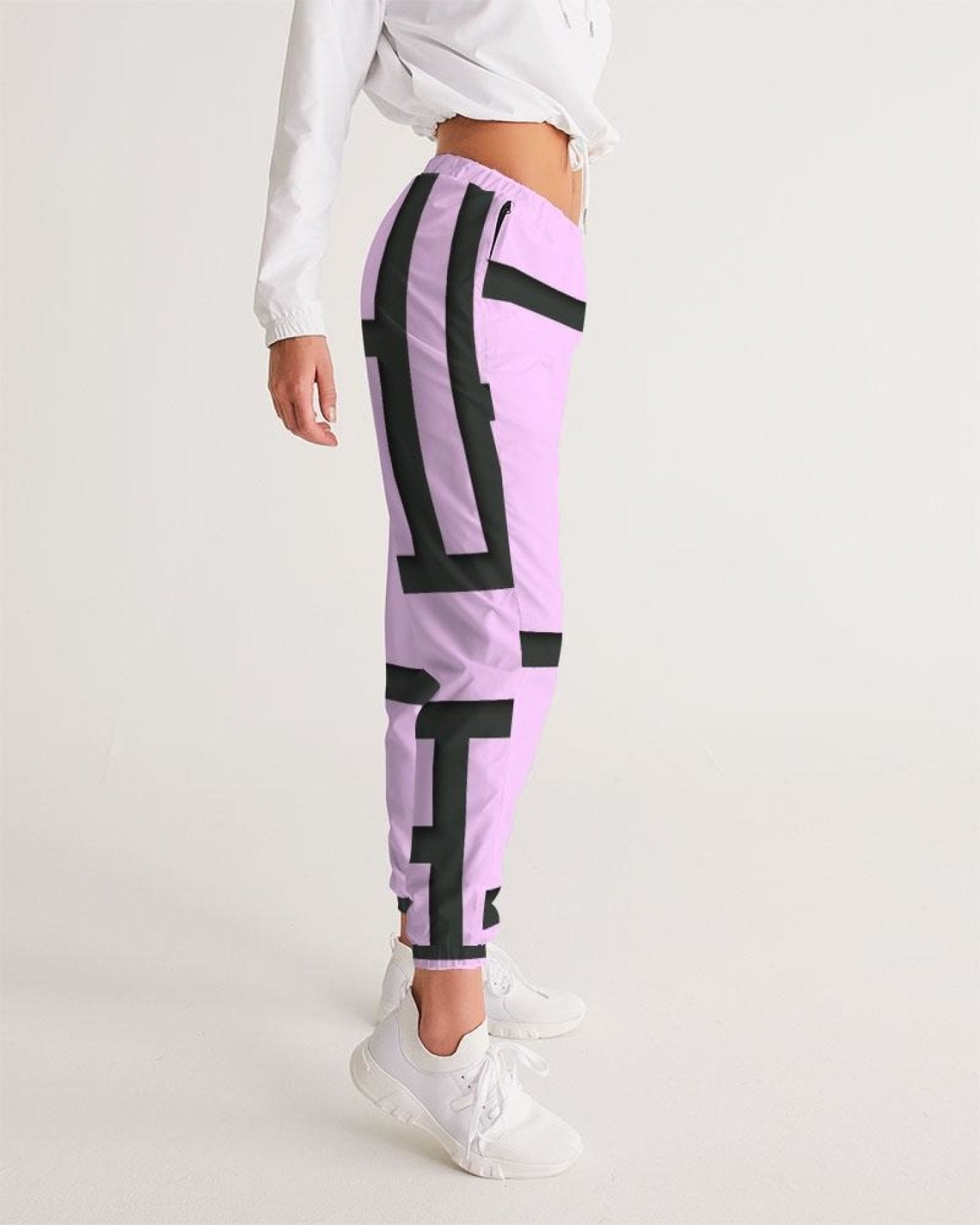 Womens Track Pants - Purple & Black Block Grid Sports Pants