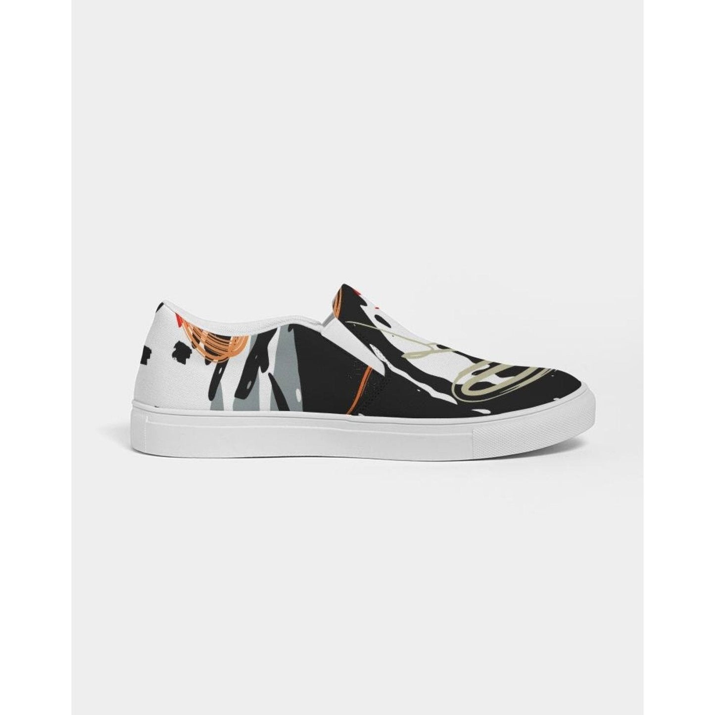 Womens Sneakers - Canvas Slip On Shoes, Multicolor Circular Print