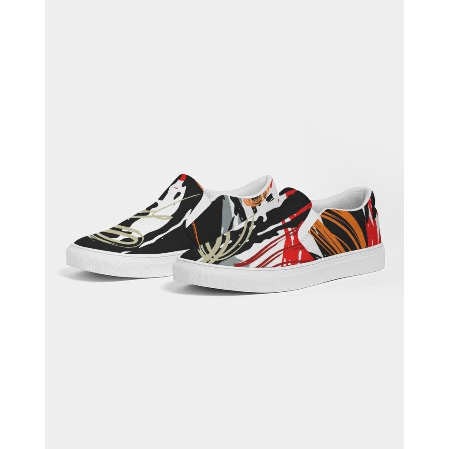 Womens Sneakers - Canvas Slip On Shoes, Multicolor Circular Print