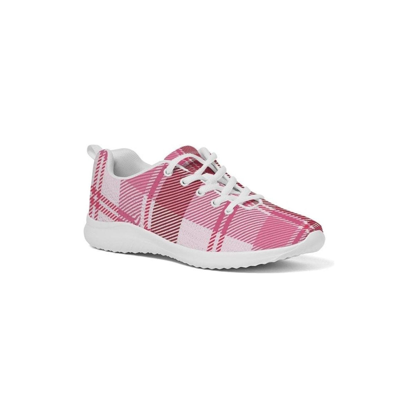 Damessneakers - Roze en witte geruite hardloopsportschoenen