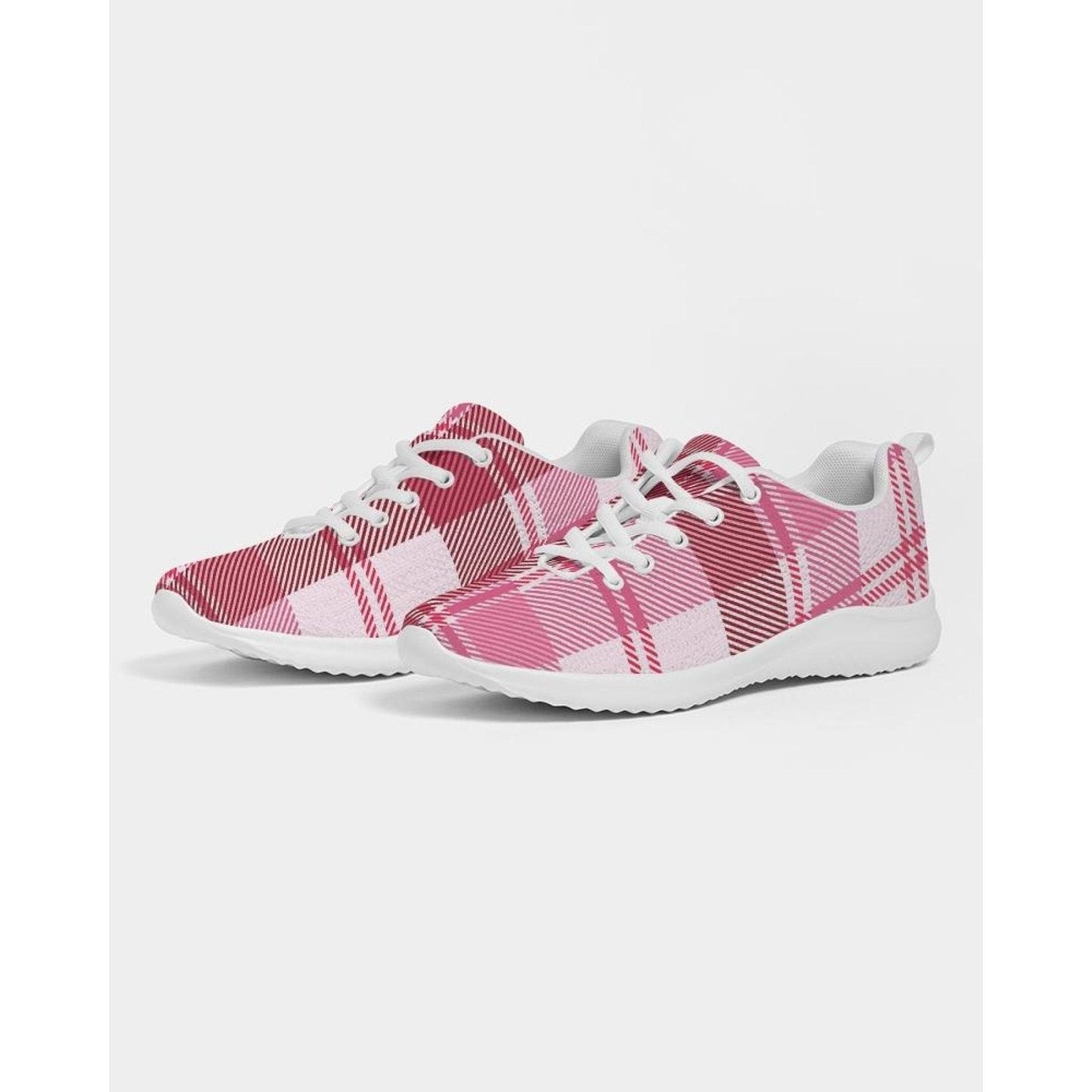 Damessneakers - Roze en witte geruite hardloopsportschoenen