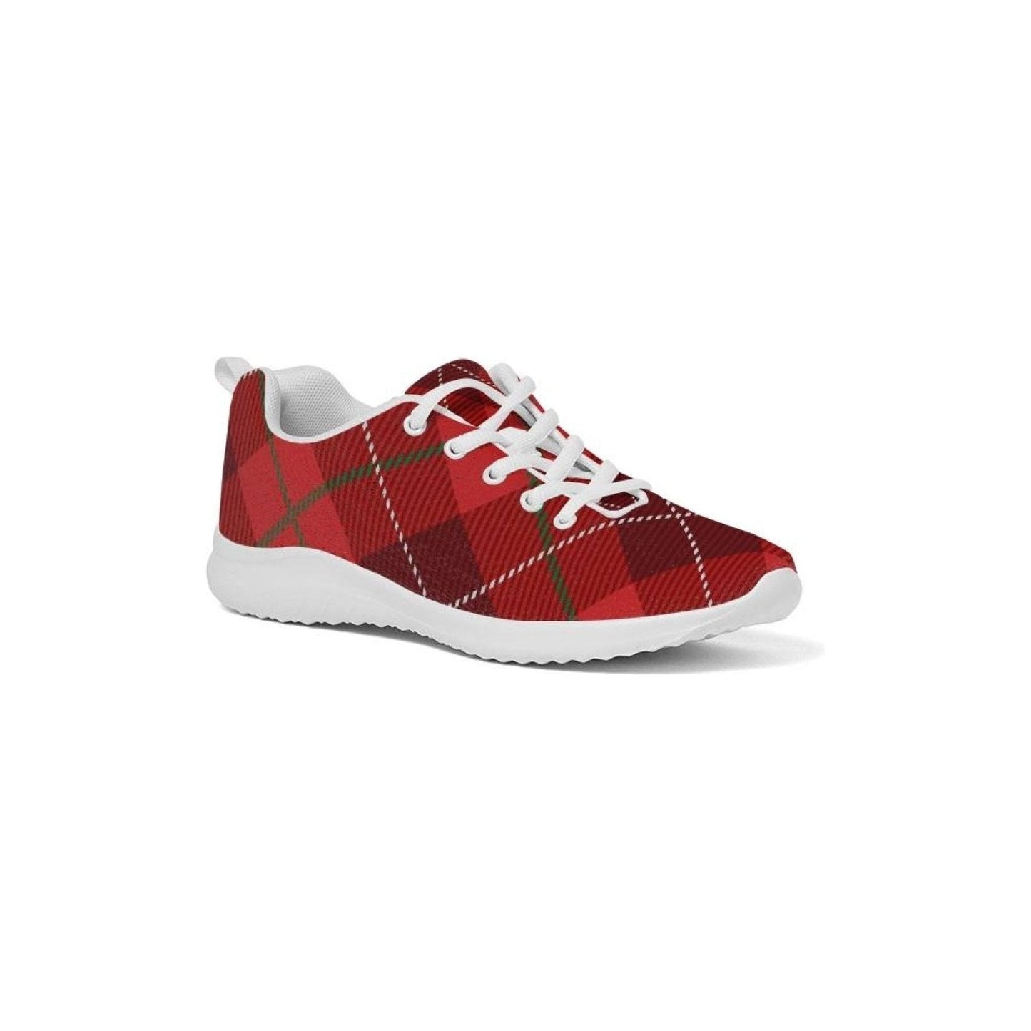 Womens Sneakers - Red Plaid Canvas Sports Shoes / Running