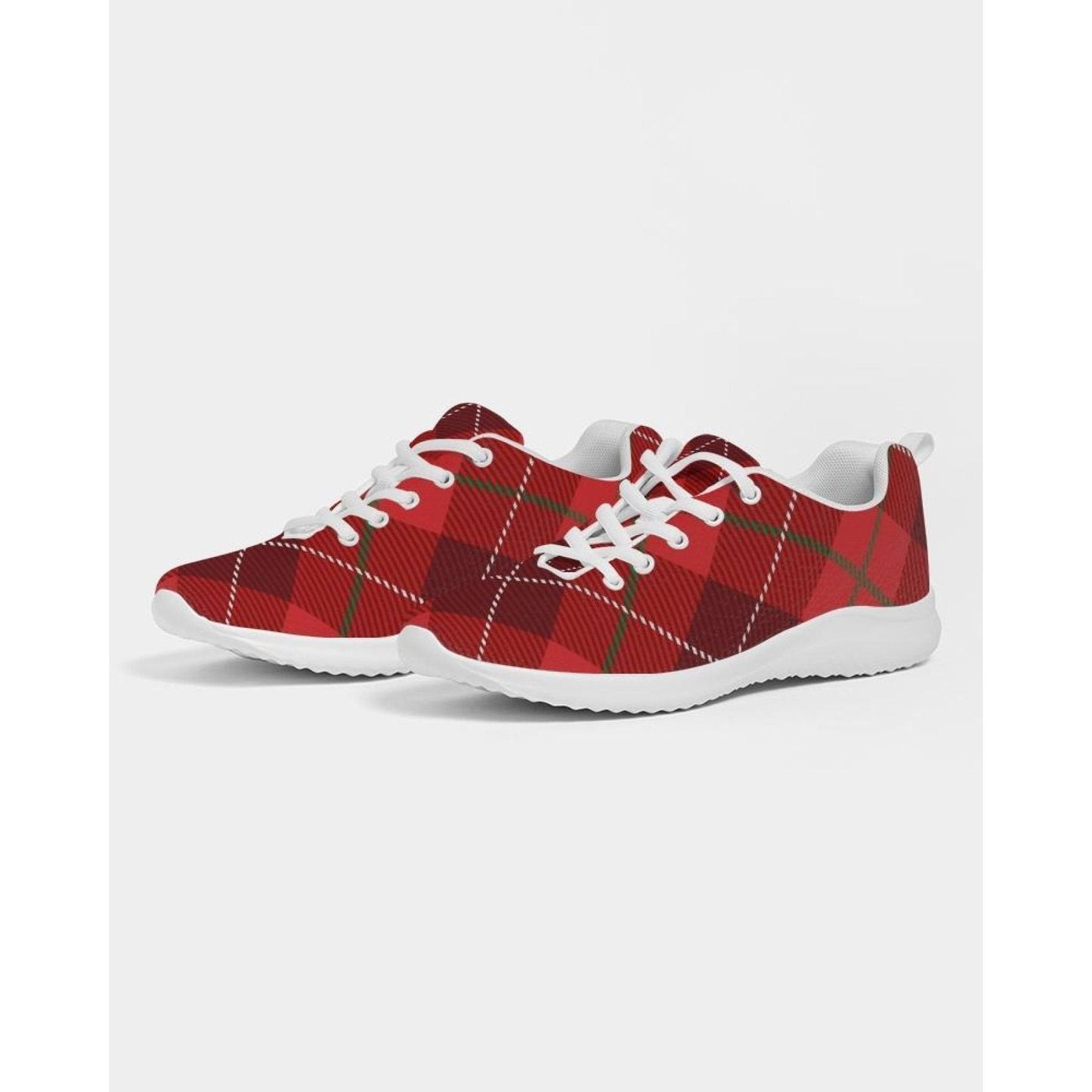 Womens Sneakers - Red Plaid Canvas Sports Shoes / Running